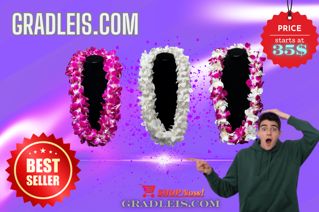 Most Popular Graduation Leis This Season | Double Orchid Graduation Leis by GradLeis.com