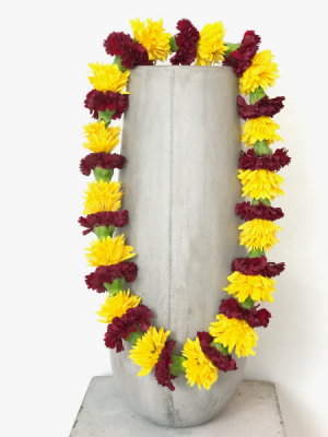 Burgundy And Yellow Carnation Graduation Lei - Funeral Flowers Online