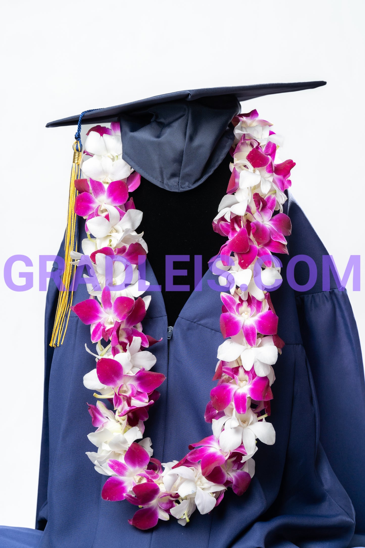 Bombay and White Double Orchid Graduation Lei - Funeral Flowers Online