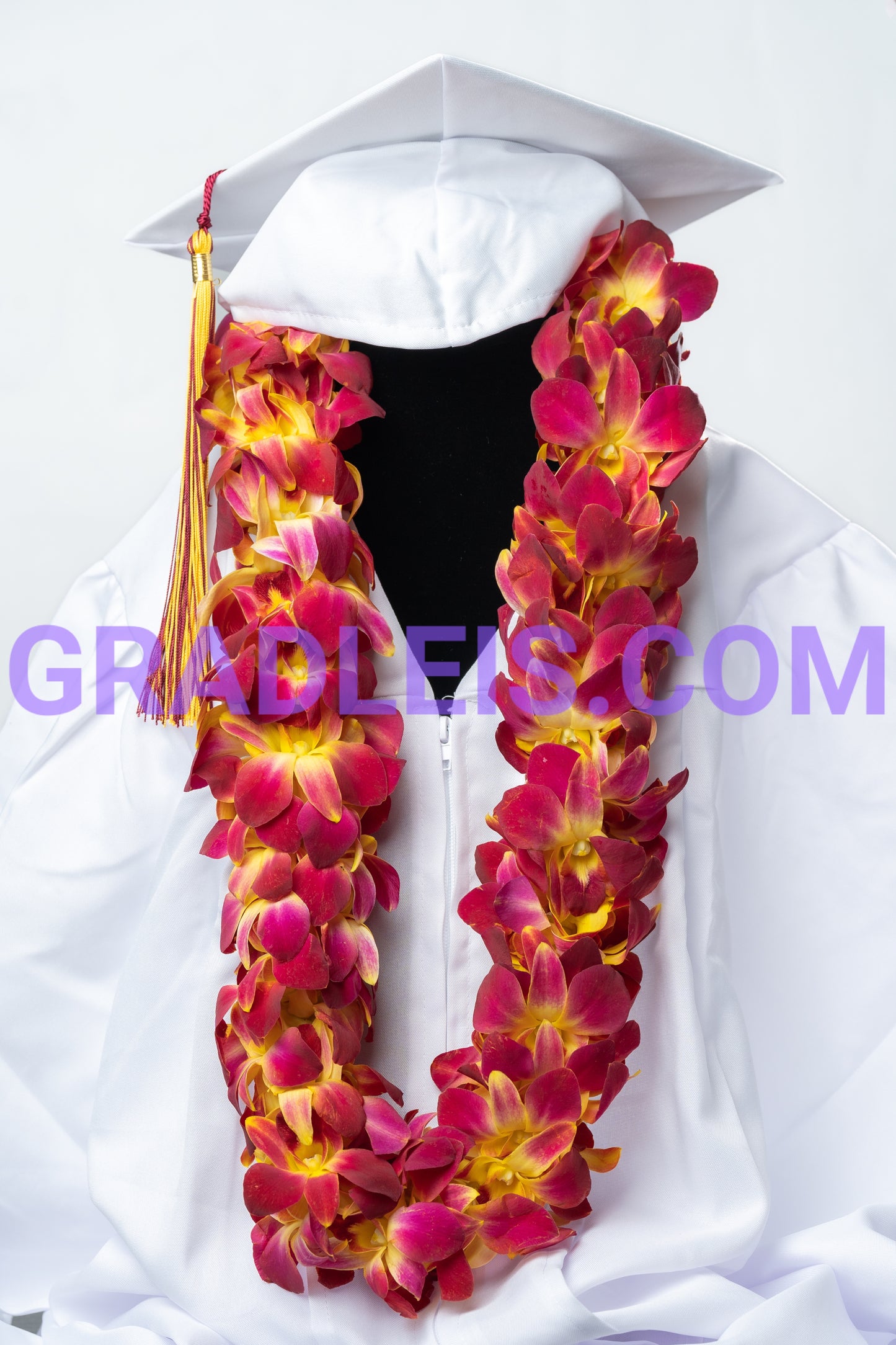 Trojan Yellow & Red Double Orchid Lei - Funeral Flowers Online